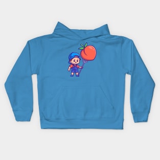 Cute Boy With Peach Fruit Cartoon Kids Hoodie